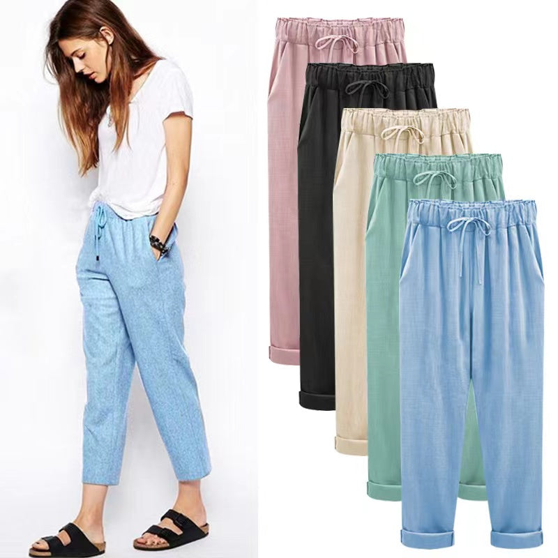 Eva Cotton Linen Summer Cropped Pants Bottoms Claire & Clara 