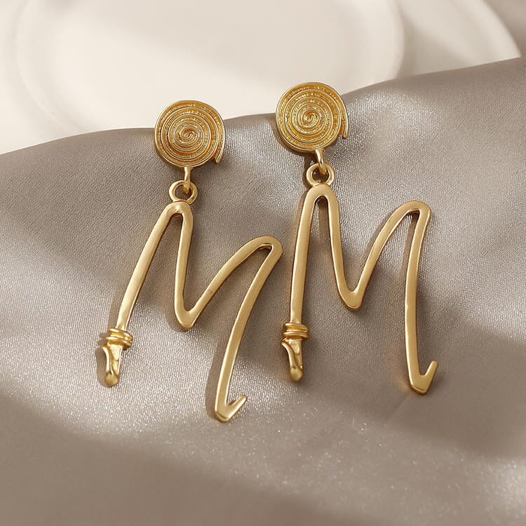 Exaggerated Metal Letter "M" Earrings Earrings Claire & Clara 