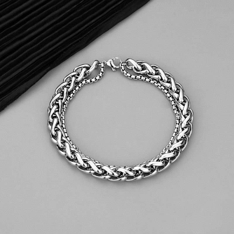 Fashion Titanium Steel Wheat Link Bracelet Bracelets Claire & Clara 