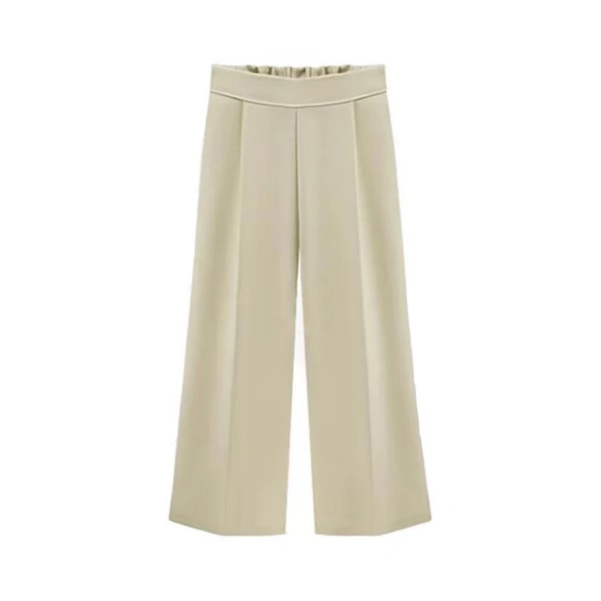 Faye Chiffon Wide Leg Summer Cropped Pants Bottoms Claire & Clara Beige US 4 