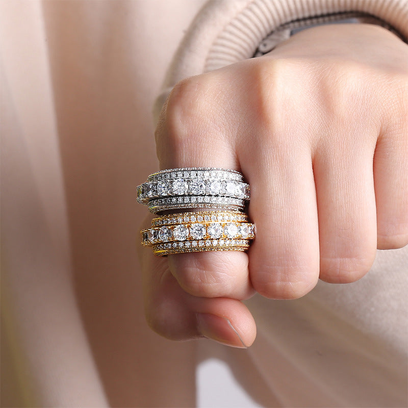 Five Row Diamond Rotatable Ring Rings Claire & Clara 