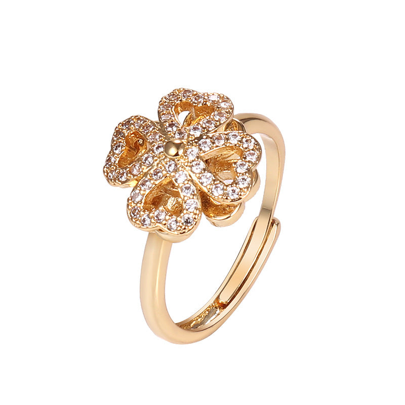 Four-leaf Clover Spinning Anxiety Relief Ring Ring Claire & Clara 