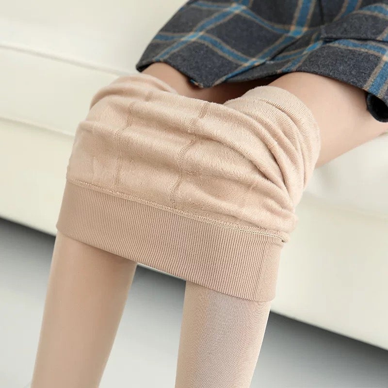 High Waist & Elastic Thicken Fleece Thermal Leggings Bottoms > Leggings > High Waist Leggings > Thick Leggings > Thermal Leggings > Fleece Leggings > Fleece- lined Leggings > Leggings for Women > Best Leggings for Women > Elastic Waistband Claire & Clara Beige 