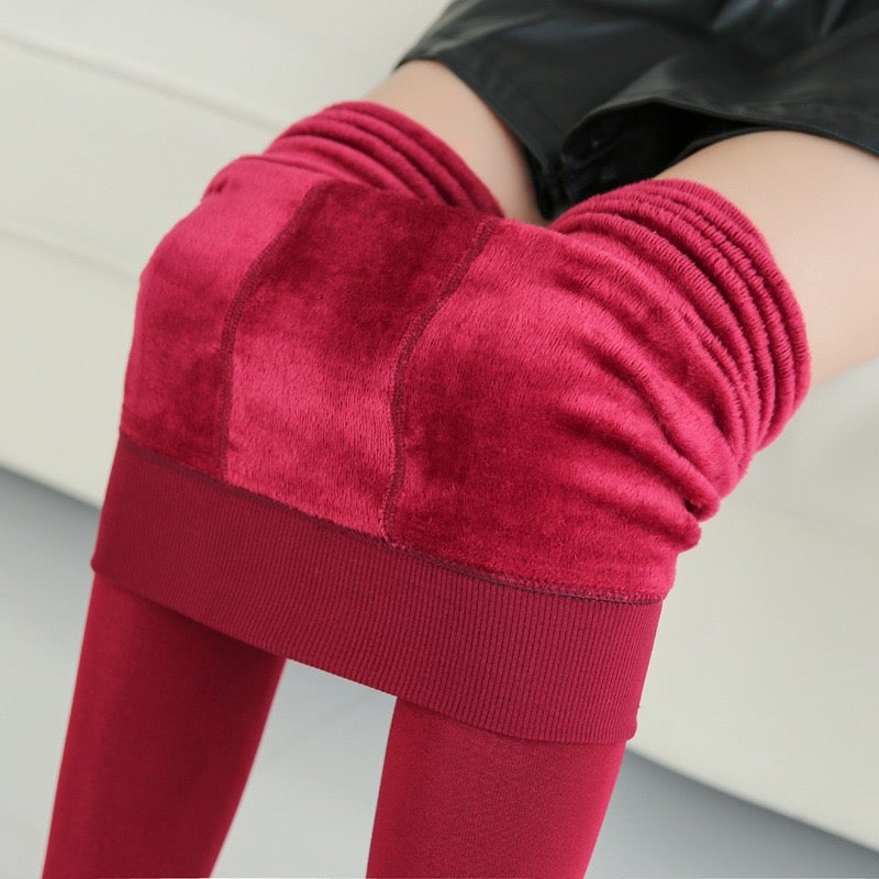 High Waist & Elastic Thicken Fleece Thermal Leggings Bottoms > Leggings > High Waist Leggings > Thick Leggings > Thermal Leggings > Fleece Leggings > Fleece- lined Leggings > Leggings for Women > Best Leggings for Women > Elastic Waistband Claire & Clara Wine 