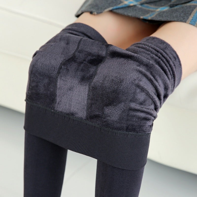 High Waist & Elastic Thicken Fleece Thermal Leggings Bottoms > Leggings > High Waist Leggings > Thick Leggings > Thermal Leggings > Fleece Leggings > Fleece- lined Leggings > Leggings for Women > Best Leggings for Women > Elastic Waistband Claire & Clara Grey 