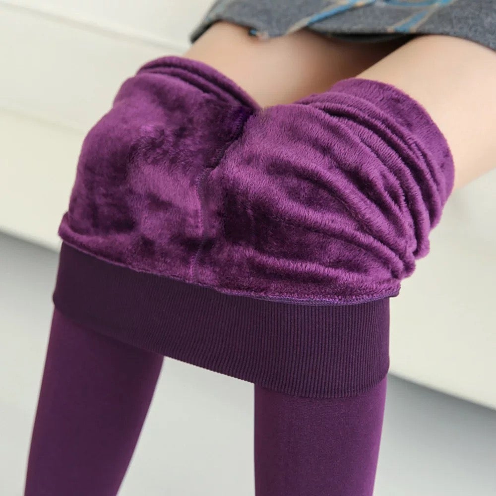 High Waist & Elastic Thicken Fleece Thermal Leggings Bottoms > Leggings > High Waist Leggings > Thick Leggings > Thermal Leggings > Fleece Leggings > Fleece- lined Leggings > Leggings for Women > Best Leggings for Women > Elastic Waistband Claire & Clara Purple 