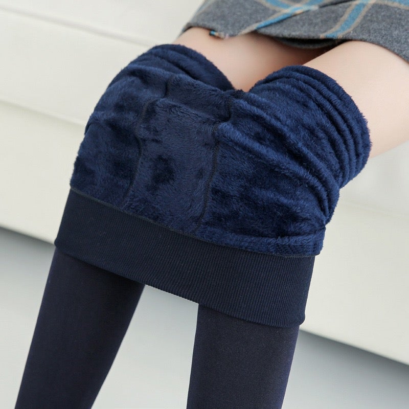 High Waist & Elastic Thicken Fleece Thermal Leggings Bottoms > Leggings > High Waist Leggings > Thick Leggings > Thermal Leggings > Fleece Leggings > Fleece- lined Leggings > Leggings for Women > Best Leggings for Women > Elastic Waistband Claire & Clara Navy 