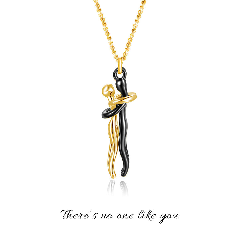 Hug Couple Necklace Necklaces Claire & Clara Gold & Black 