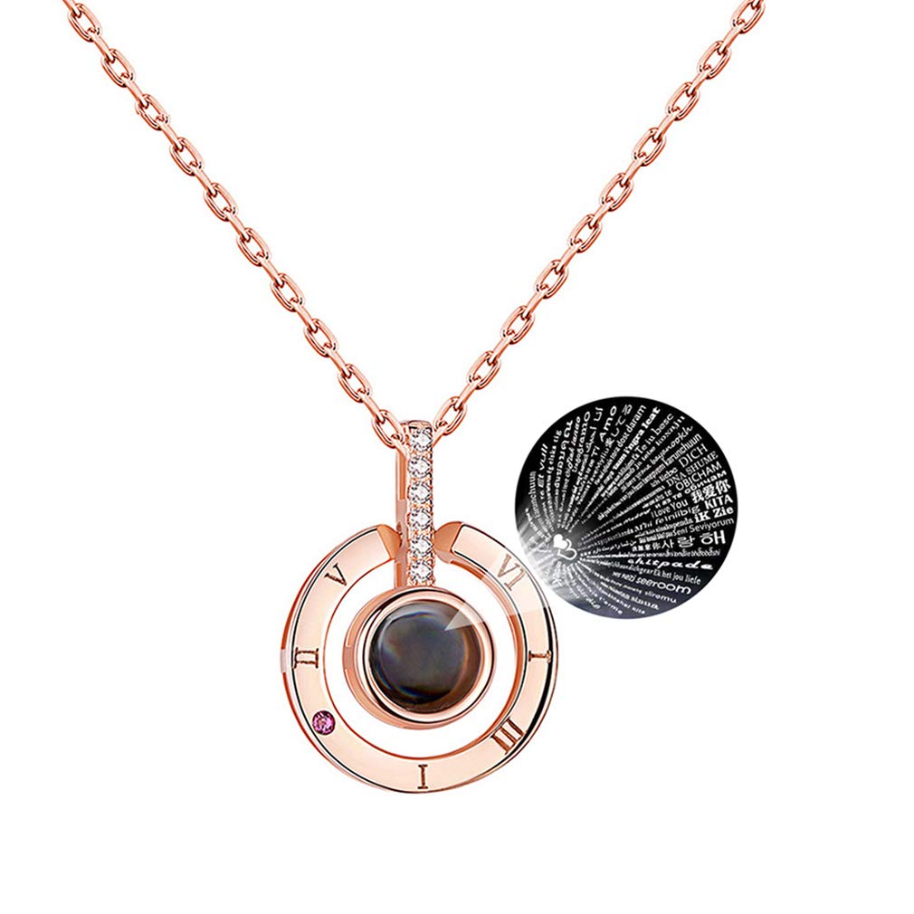 "I Love You" Projection Necklace in 100 Languages Necklaces Claire & Clara Rose Gold 