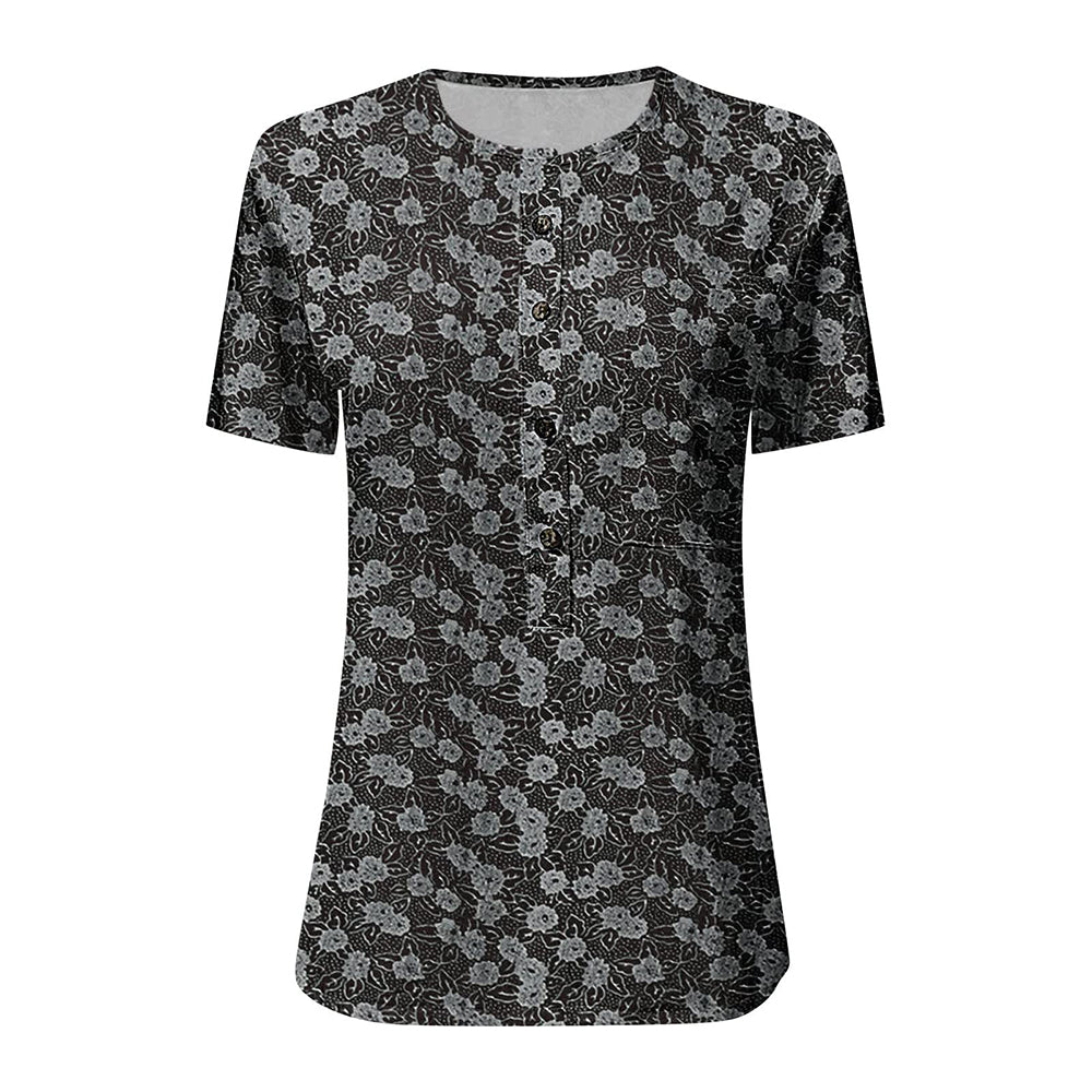 Khloe Mid Sleeve Button Neckline Printed Top Top Claire & Clara 