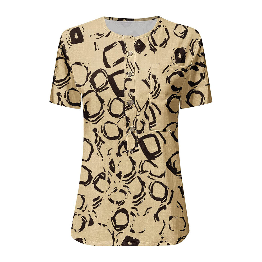 Khloe Mid Sleeve Button Neckline Printed Top Top Claire & Clara 