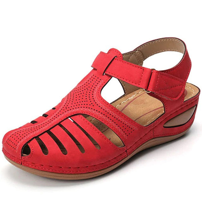 Kim Soft PU Leather Anti-Slip Sandals Shoes Claire & Clara Red 5 