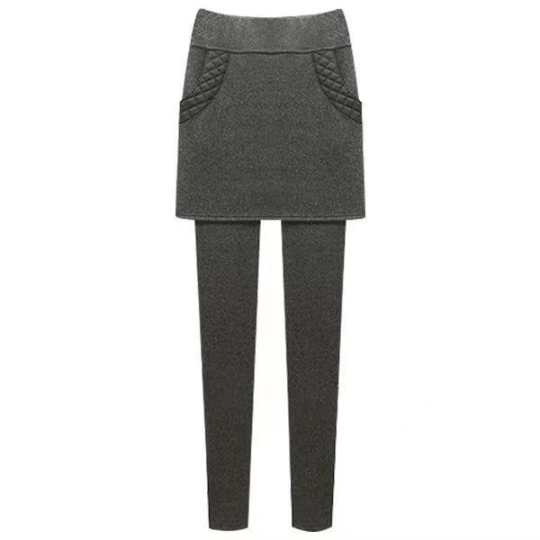 Leather Pocket Winter Warm Thicken Skirt Leggings Bottoms > Leggings > Warm Leggings > Winter Leggings > Leggings for Women > Best Leggings for Women > Thick Leggings > Skirt with Pocket > Skirt Leggings > Winter Skirt Claire & Clara Dark Grey US 4 