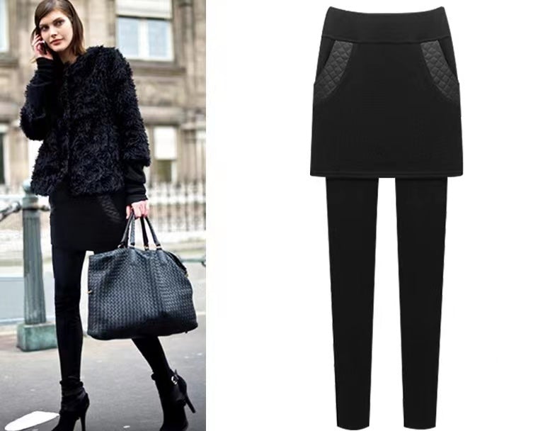 Leather Pocket Winter Warm Thicken Skirt Leggings Bottoms > Leggings > Warm Leggings > Winter Leggings > Leggings for Women > Best Leggings for Women > Thick Leggings > Skirt with Pocket > Skirt Leggings > Winter Skirt Claire & Clara 