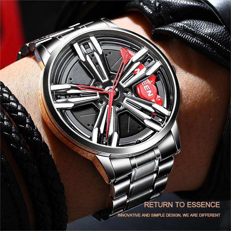 LIGHTENING Wheel Hub Conceptual Watch Watches Claire & Clara Ferrari Red Silver Wheel Hub 