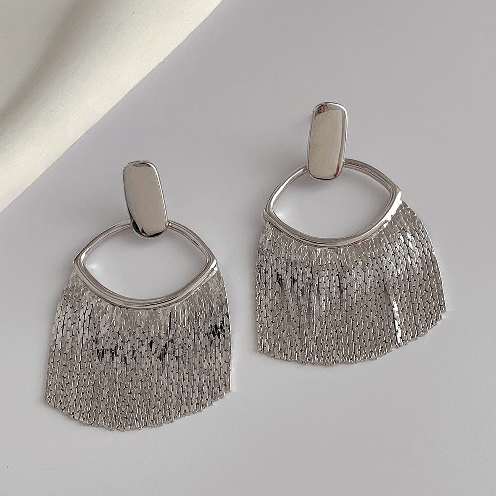 Line Tassel Metal Stud Earrings Earrings Claire & Clara Silver 