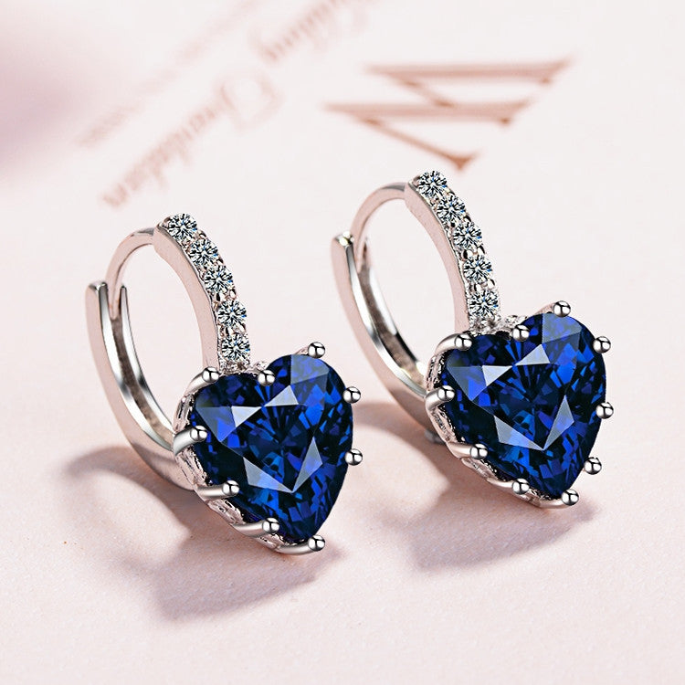 Love Heart Diamond Earrings Earrings Claire & Clara Navy Blue 