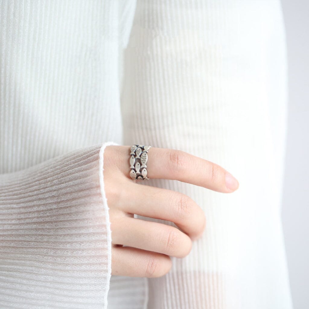 Lovely Fish Silver Adjustable Ring Ring Claire & Clara 