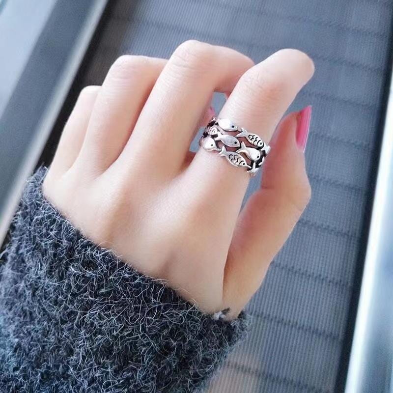 Lovely Fish Silver Adjustable Ring Ring Claire & Clara 