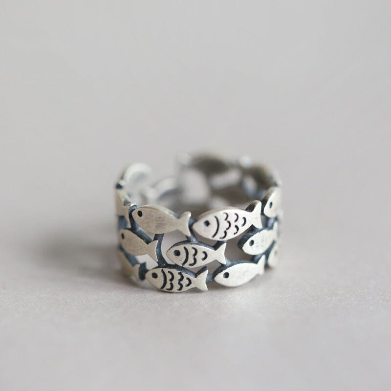 Lovely Fish Silver Adjustable Ring Ring Claire & Clara 