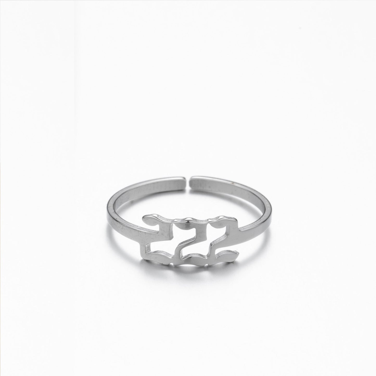 Lucky Angel Number Stainless Steel Ring Ring Claire & Clara Silver 222 