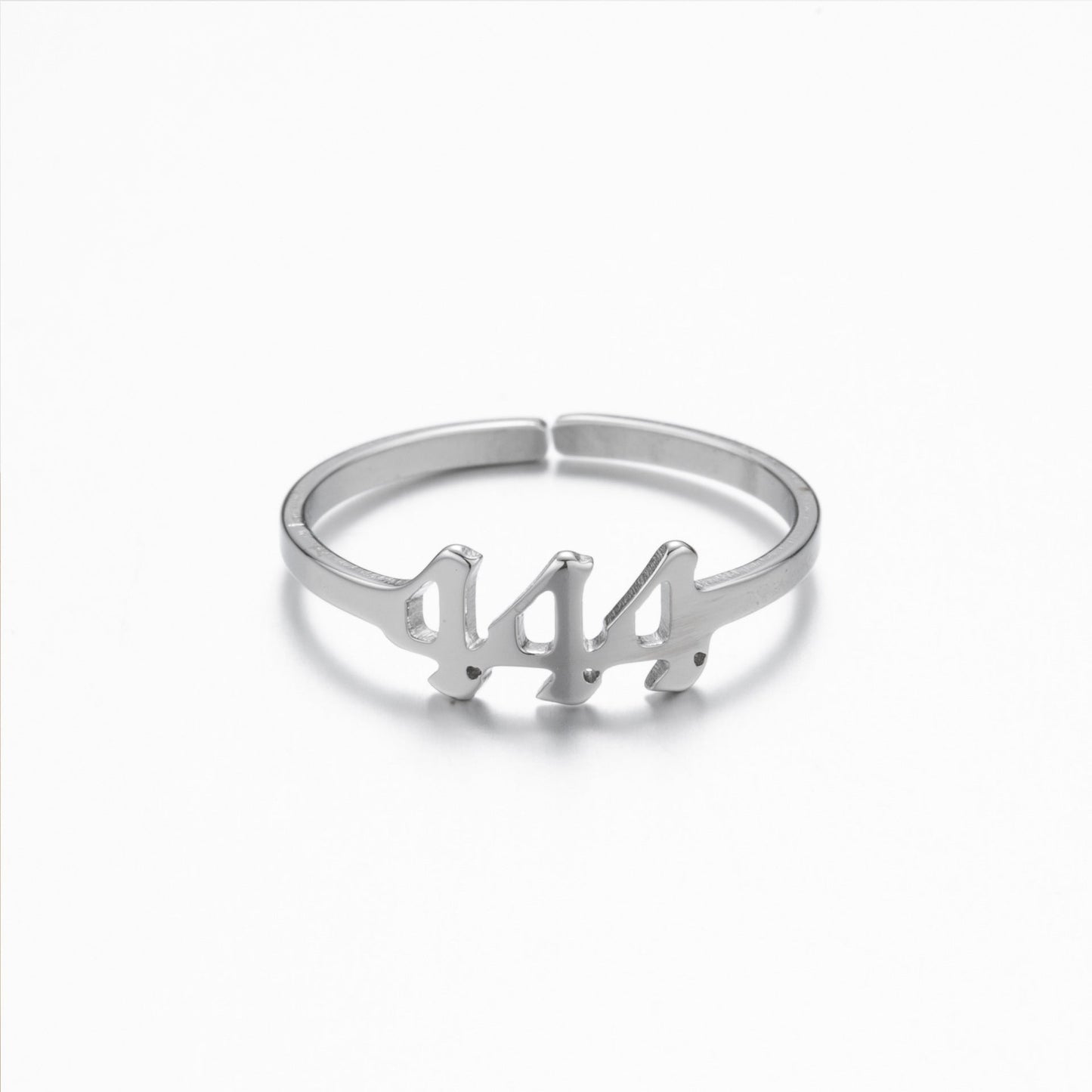 Lucky Angel Number Stainless Steel Ring Ring Claire & Clara Silver 444 