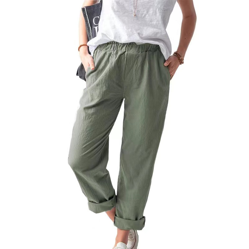 Lulu Basic High Waist Straight Pants Bottoms Claire & Clara Army Green US 4 