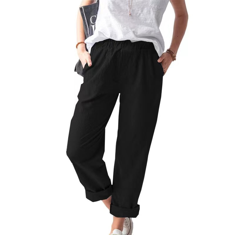 Lulu Basic High Waist Straight Pants Bottoms Claire & Clara Black US 4 