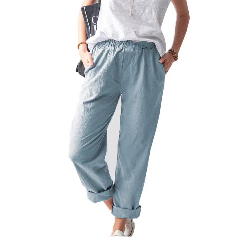 Lulu Basic High Waist Straight Pants Bottoms Claire & Clara Light Blue US 4 