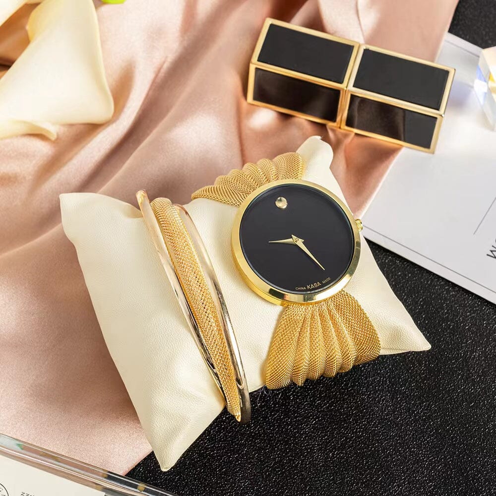 Luxury Butterfly Mesh Bracelet Watch Gift Set Bracelet Claire & Clara Gold Black 