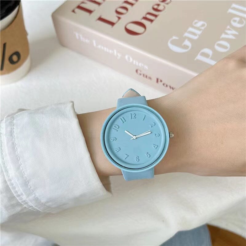 Macaron Cream Casual Watch Watches Claire & Clara Round Blue 