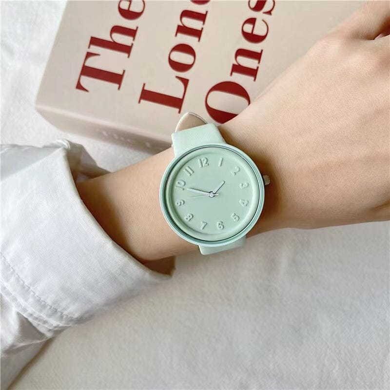 Macaron Cream Casual Watch Watches Claire & Clara Round Green 