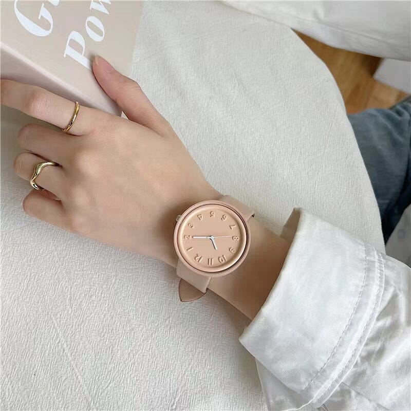 Macaron Cream Casual Watch Watches Claire & Clara Round Khaki 