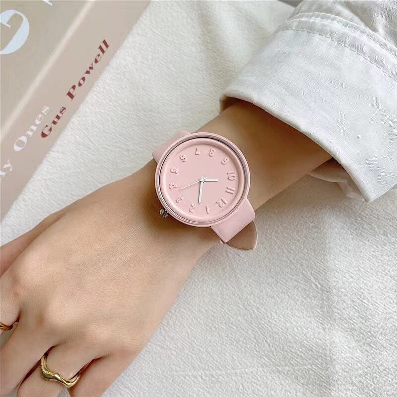 Macaron Cream Casual Watch Watches Claire & Clara Round Pink 