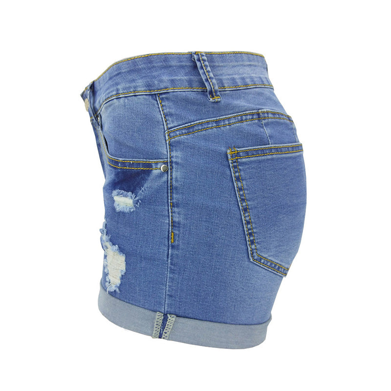 Mid Waist Stretchy Denim Short Jeans Shorts Claire & Clara 