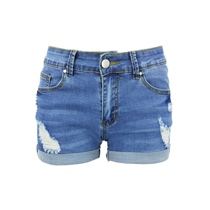 Mid Waist Stretchy Denim Short Jeans Shorts Claire & Clara 