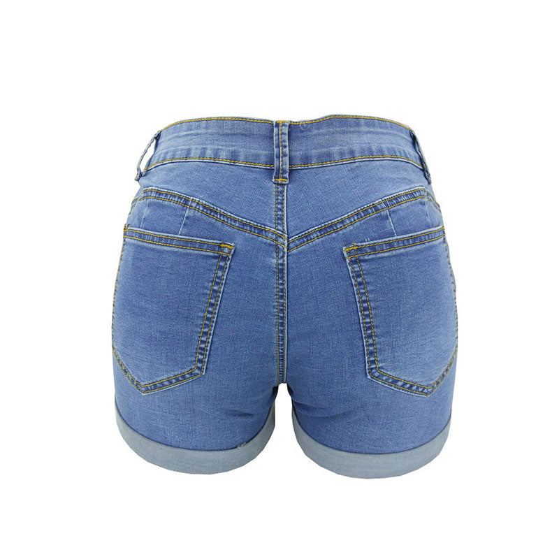 Mid Waist Stretchy Denim Short Jeans Shorts Claire & Clara 