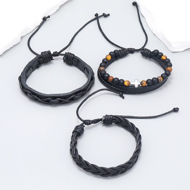 Minimalist Hand-woven Multi-layer Leather Bracelet Set Bracelet Claire & Clara 