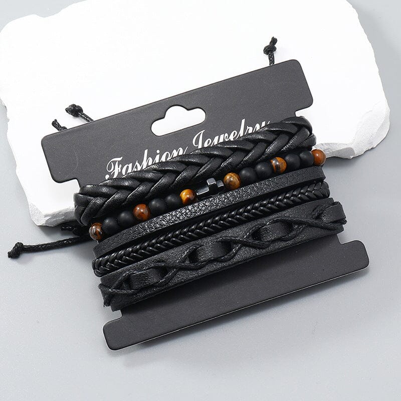 Minimalist Hand-woven Multi-layer Leather Bracelet Set Bracelet Claire & Clara 