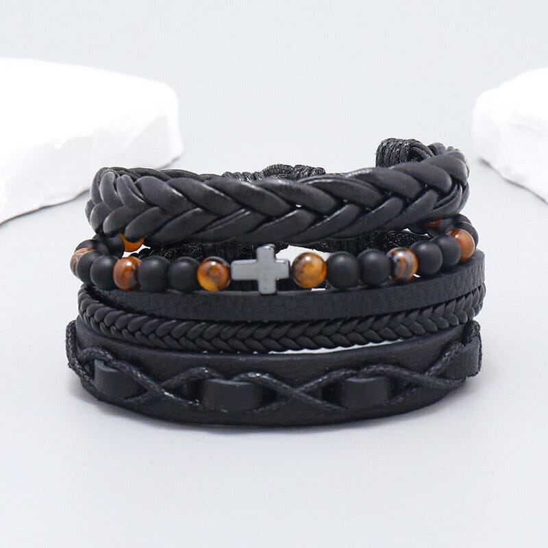 Minimalist Hand-woven Multi-layer Leather Bracelet Set Bracelet Claire & Clara 