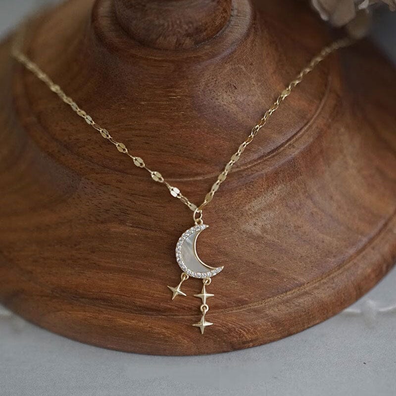 MOP Moon Star Diamond Necklace Necklace Claire & Clara 