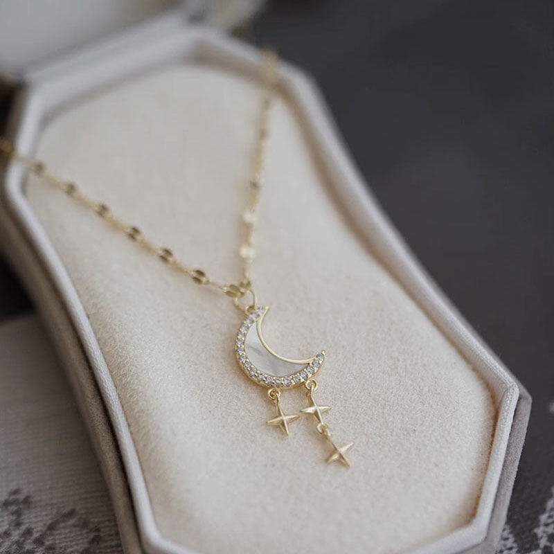 MOP Moon Star Diamond Necklace Necklace Claire & Clara 