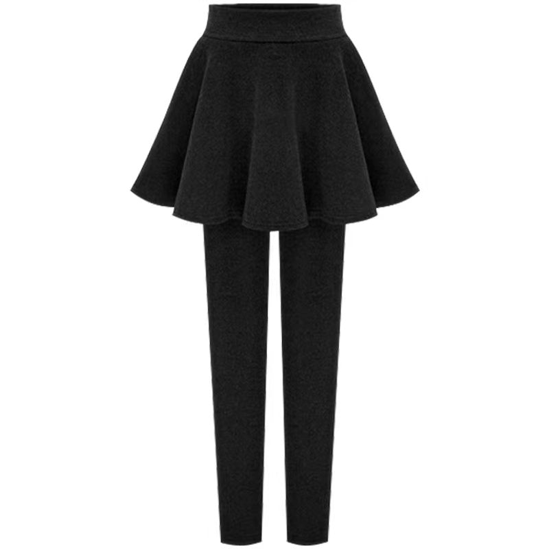 New Cotton Pleated Tights Stretch Long Pants Women Skirt Leggings