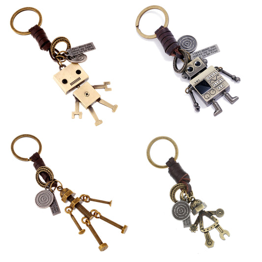 Retro Alloy Robot Leather Keychain Apparel & Accessories Claire & Clara 