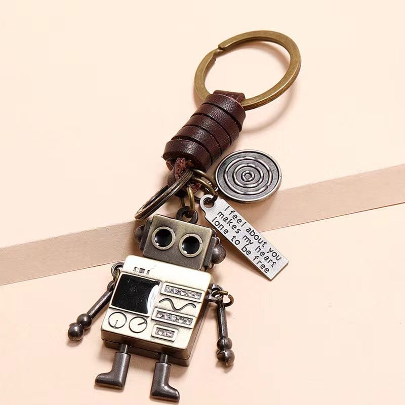 Retro Alloy Robot Leather Keychain Apparel & Accessories Claire & Clara 