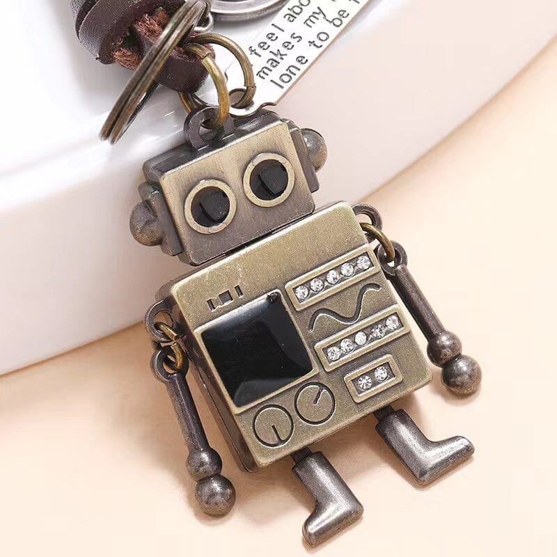 Retro Alloy Robot Leather Keychain Apparel & Accessories Claire & Clara 