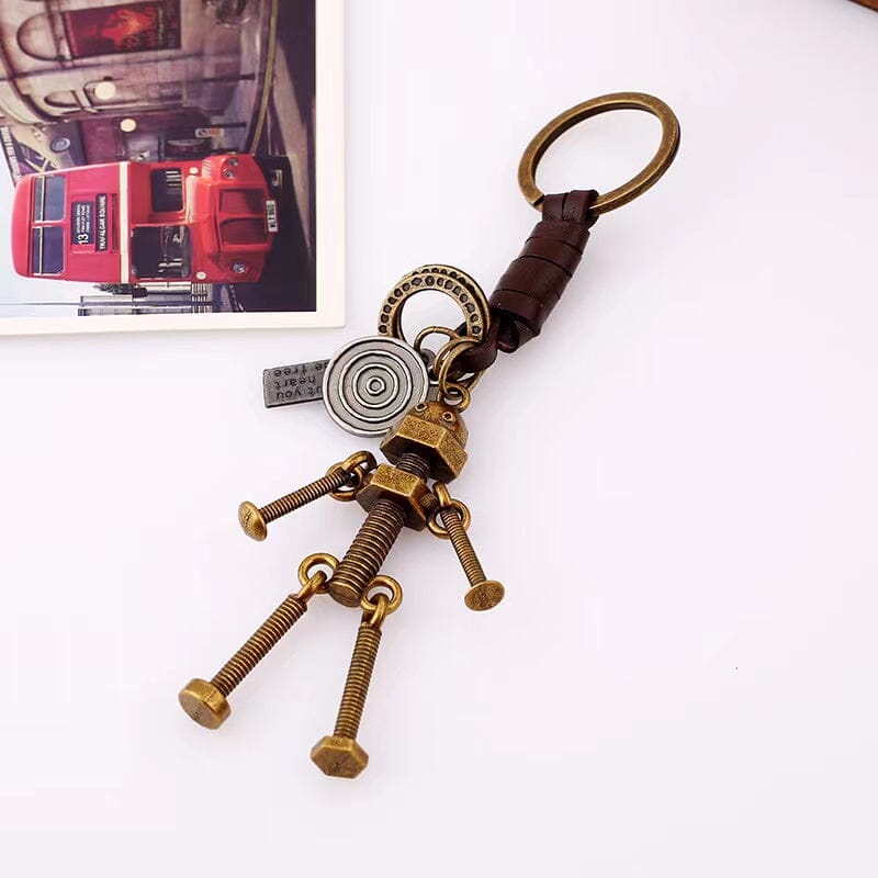 Retro Alloy Robot Leather Keychain Apparel & Accessories Claire & Clara Style 3 