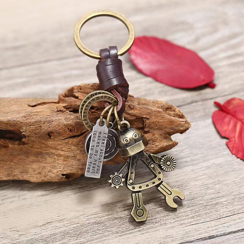 Retro Alloy Robot Leather Keychain Apparel & Accessories Claire & Clara Style 4 