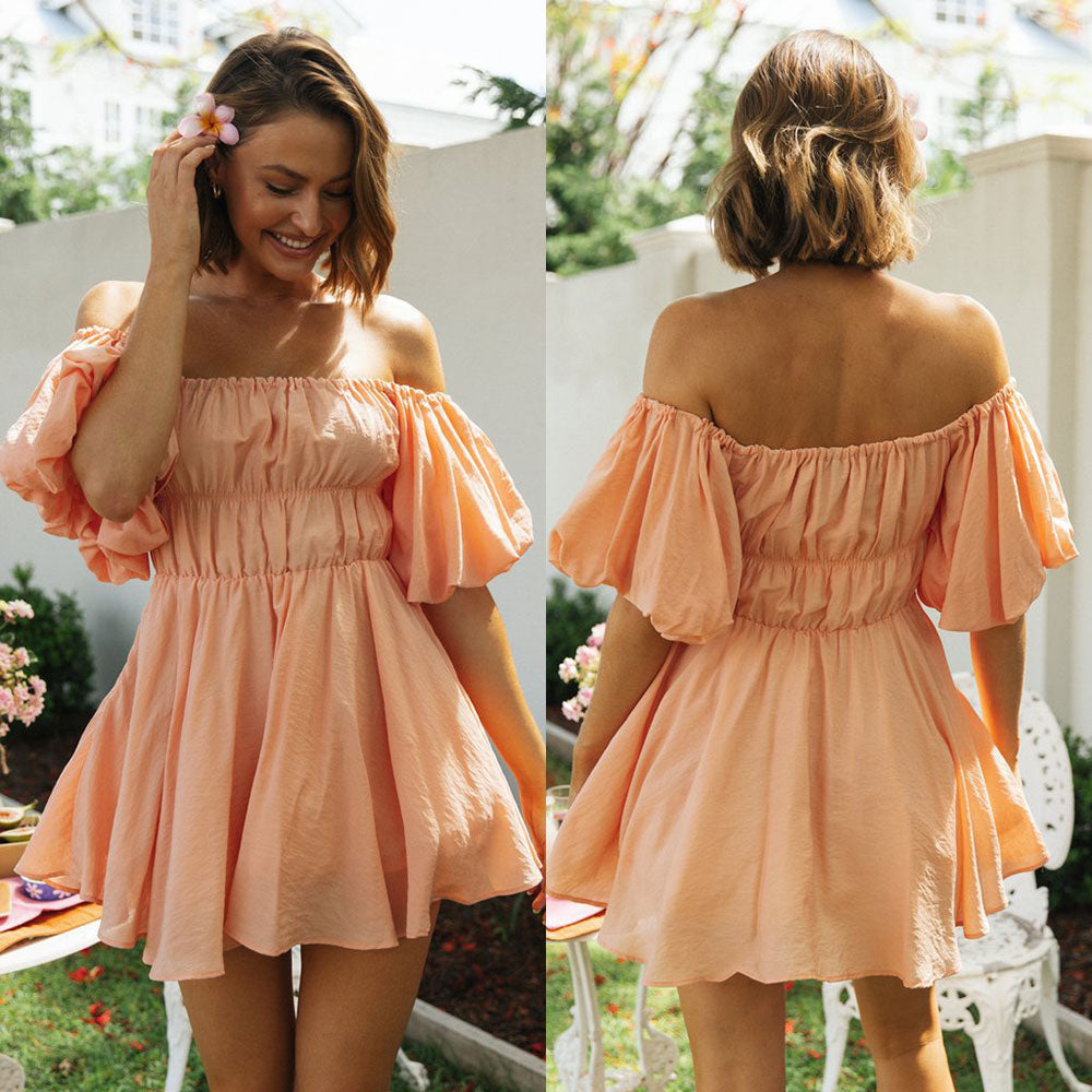 Sadie Puff Sleeve Off Shoulder Mini Dress Dresses Claire & Clara Orange S 