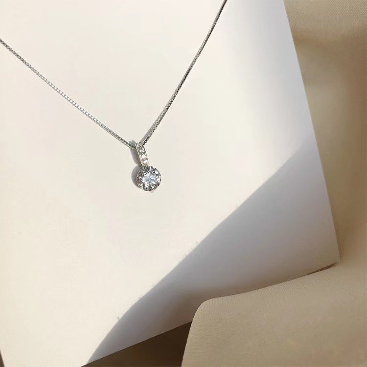 Sharon Trendy Zircon Shiny Pendant Necklace Necklace Claire & Clara Silver 